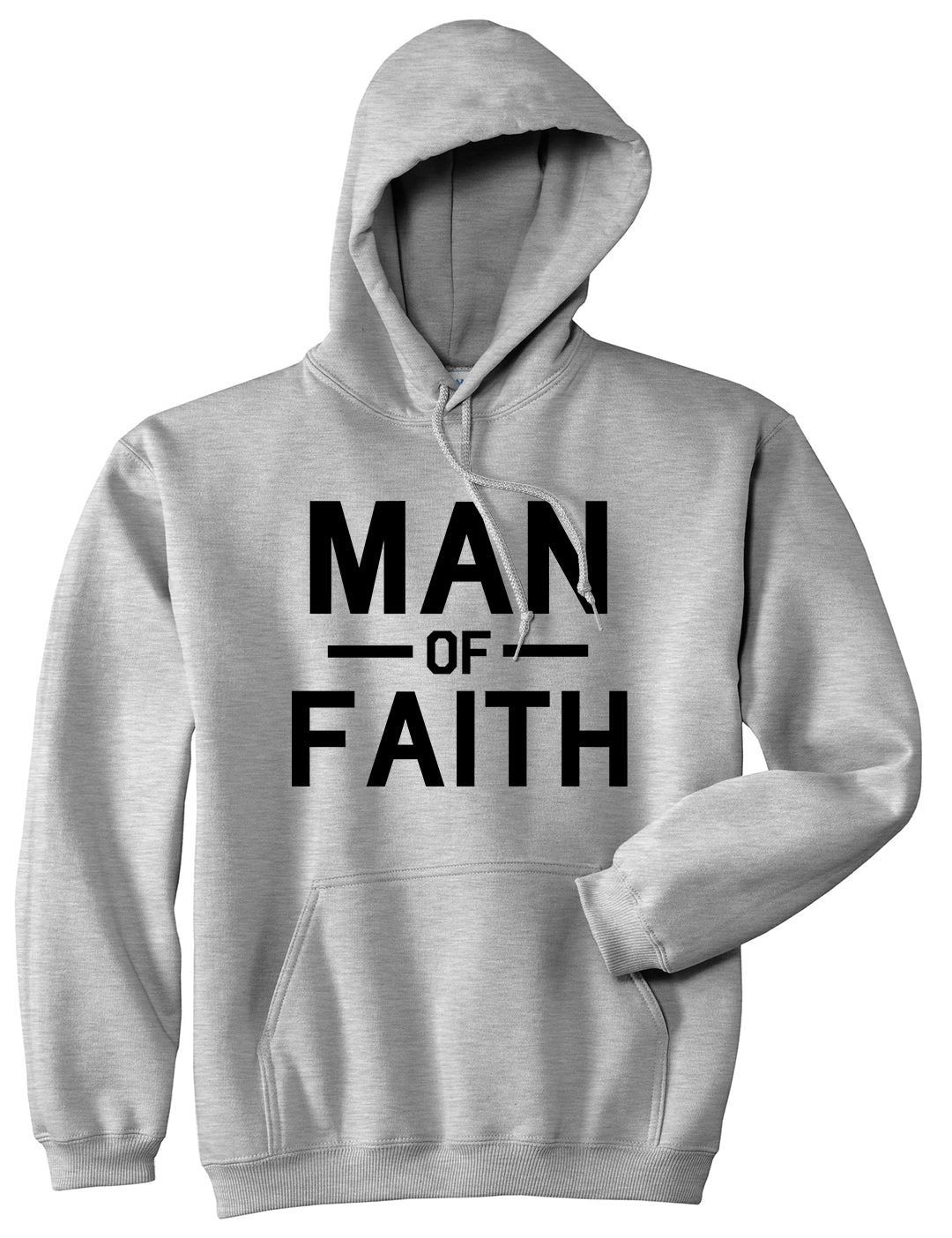Man Of Faith God Mens Grey Pullover Hoodie by KINGS OF NY