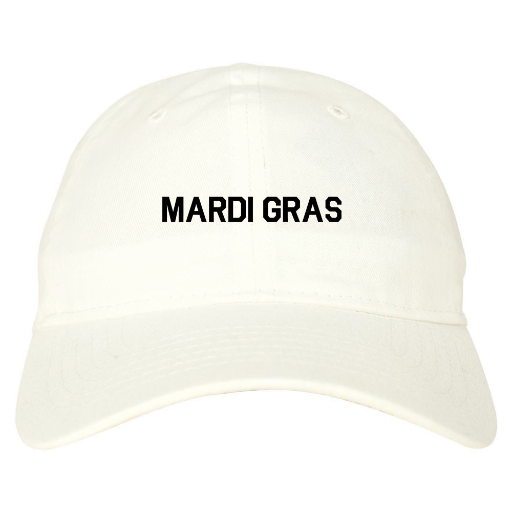 Mardi Gras New Orleans Mens Dad Hat Baseball Cap White