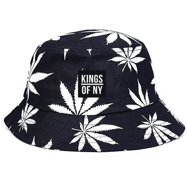 Black And White Weed Leaf Marijuana Bucket Hat