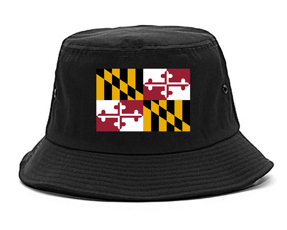 Maryland State Flag MD Chest Mens Bucket Hat Black