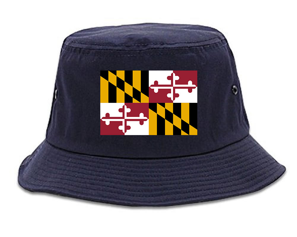 Maryland State Flag MD Chest Mens Bucket Hat Navy Blue