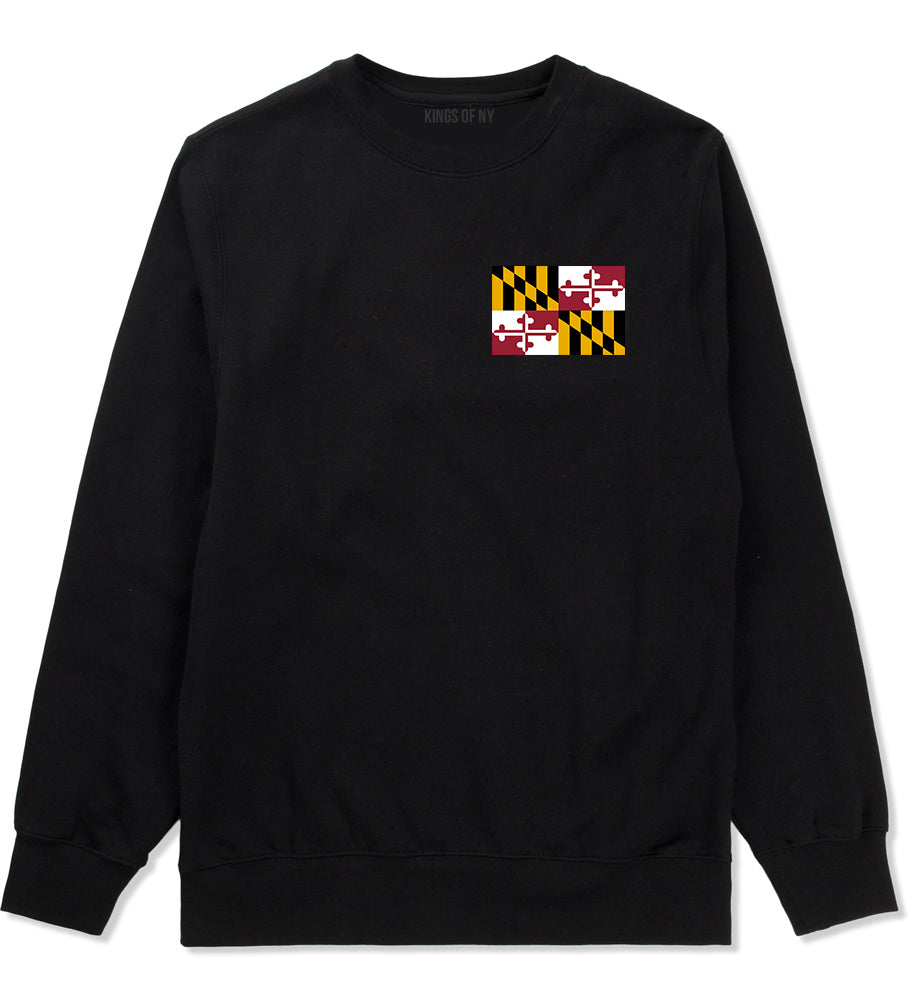 Maryland State Flag MD Chest Mens Crewneck Sweatshirt Black