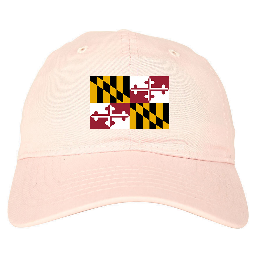 Maryland State Flag MD Chest Mens Dad Hat Pink