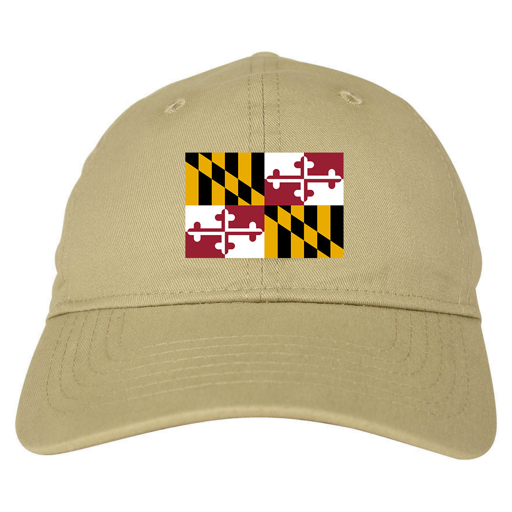 Maryland State Flag MD Chest Mens Dad Hat Tan