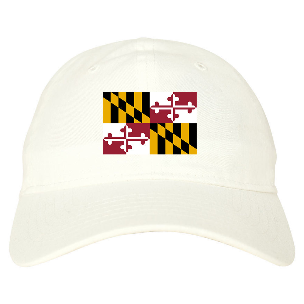 Maryland State Flag MD Chest Mens Dad Hat White