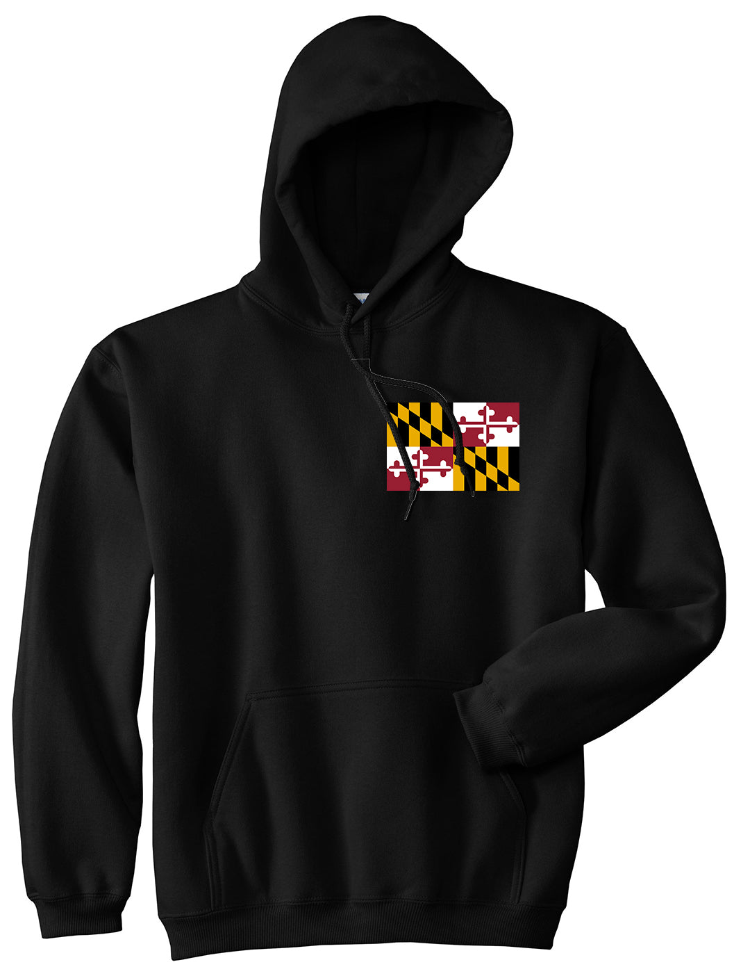 Maryland State Flag MD Chest Mens Pullover Hoodie Black