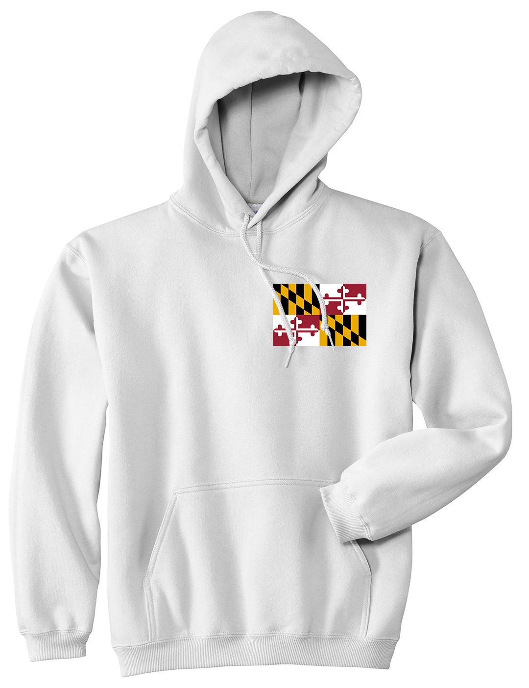 Maryland State Flag MD Chest Mens Pullover Hoodie White
