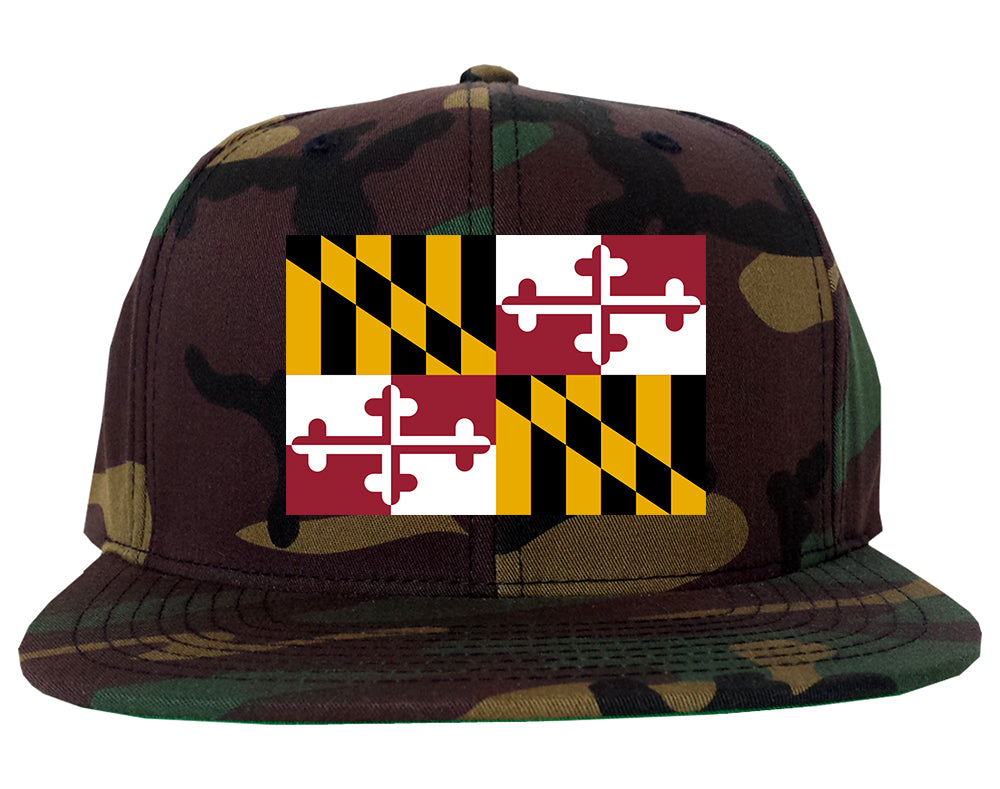 Maryland State Flag MD Chest Mens Snapback Hat Army Camo