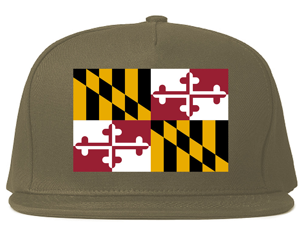 Maryland State Flag MD Chest Mens Snapback Hat Grey