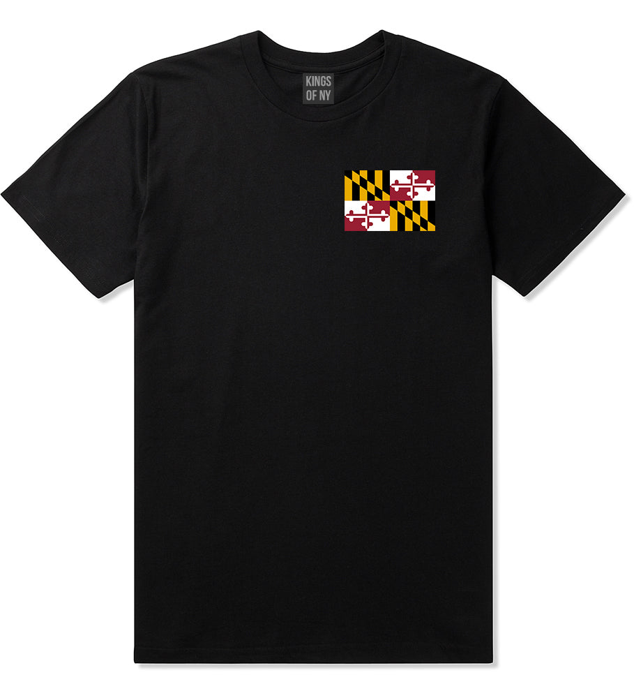 Maryland State Flag MD Chest Mens T-Shirt Black