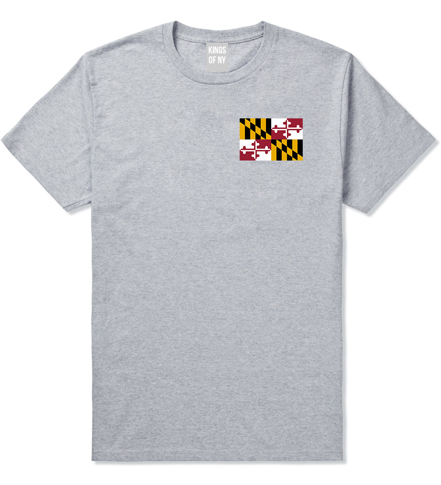 Maryland State Flag MD Chest Mens T-Shirt Grey