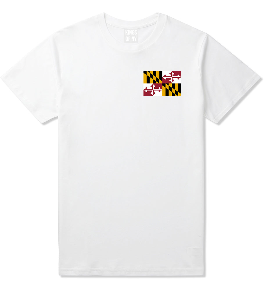 Maryland State Flag MD Chest Mens T-Shirt White