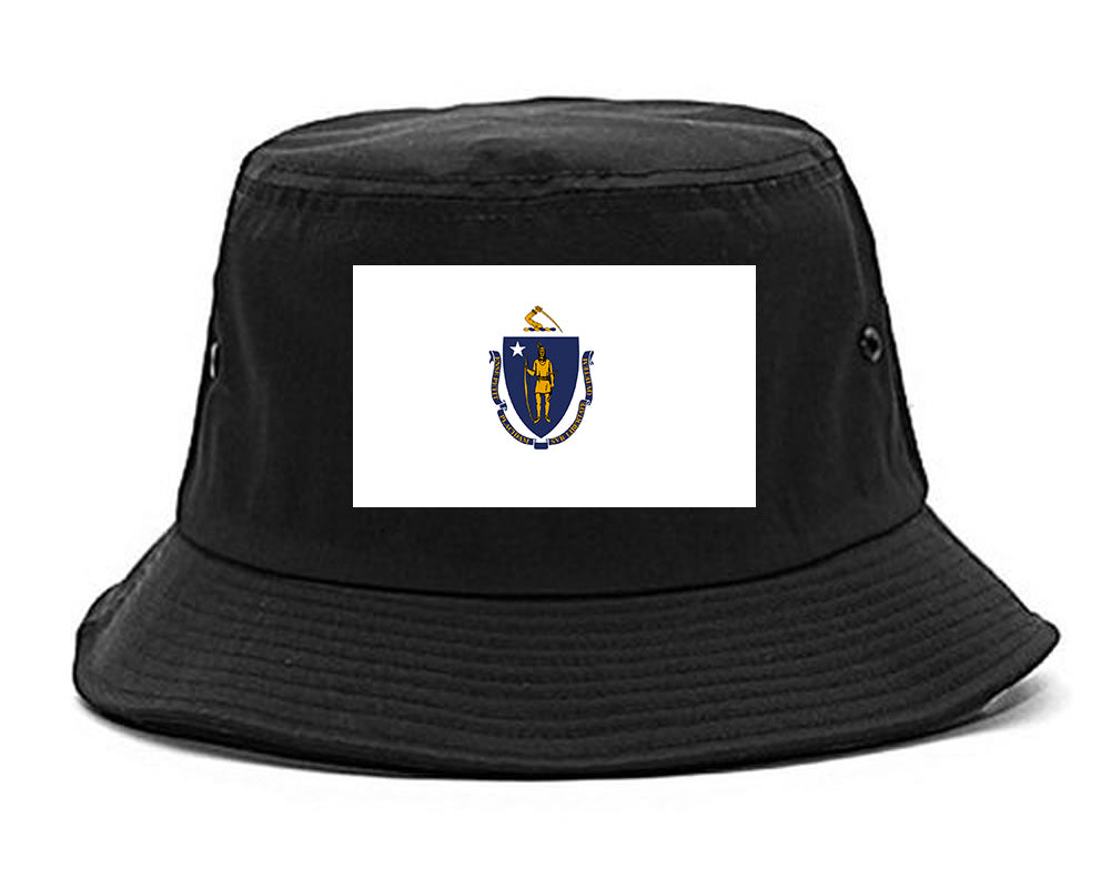 Massachusetts State Flag MA Chest Mens Bucket Hat Black