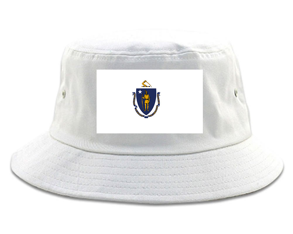Massachusetts State Flag MA Chest Mens Bucket Hat White