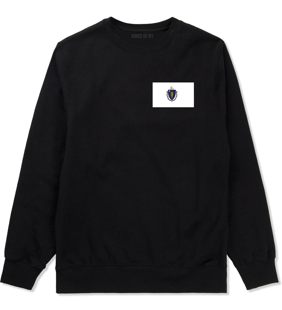 Massachusetts State Flag MA Chest Mens Crewneck Sweatshirt Black