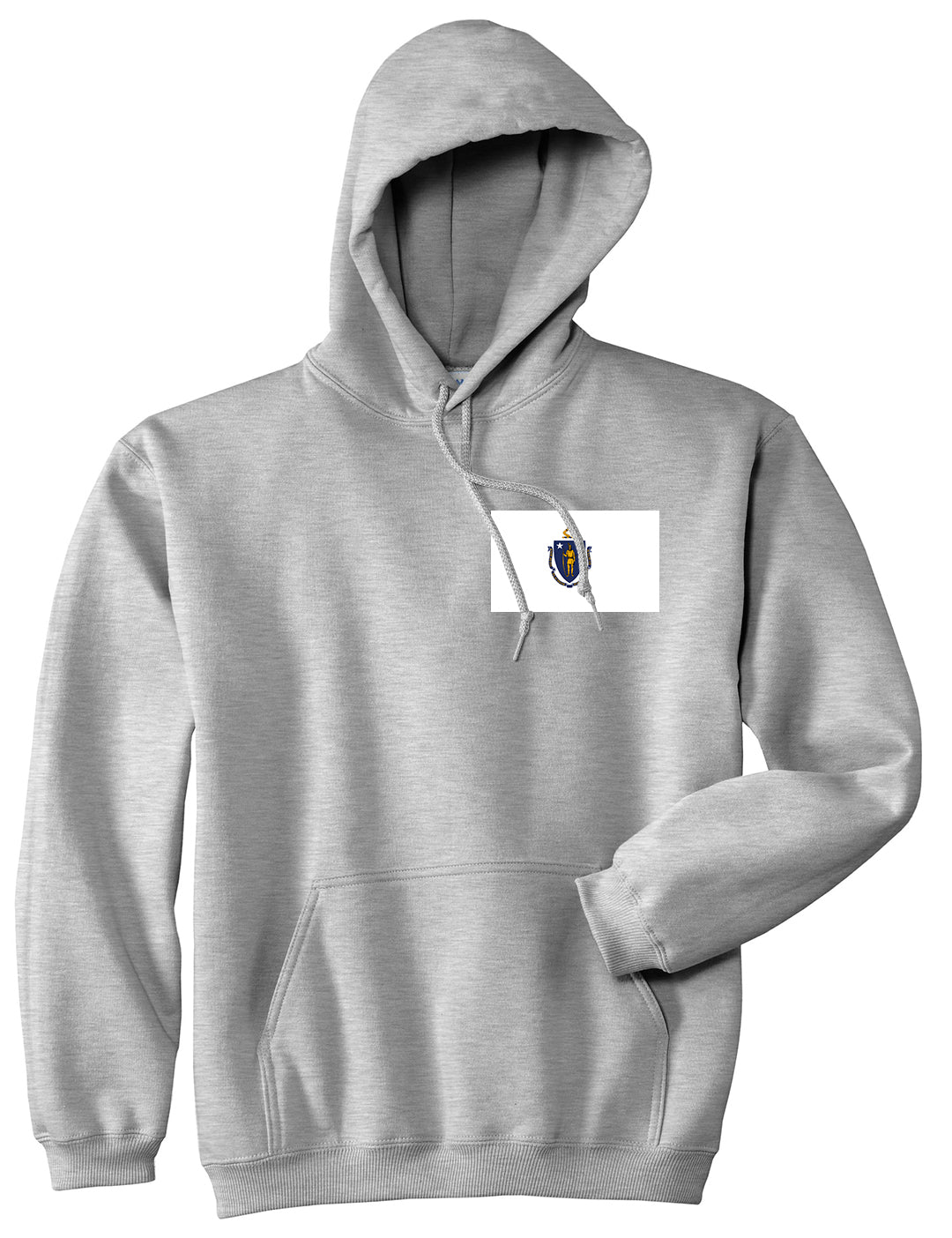 Massachusetts State Flag MA Chest Mens Pullover Hoodie Grey