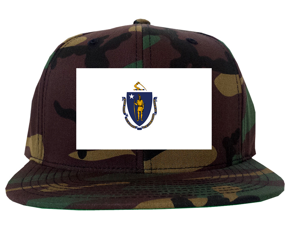 Massachusetts State Flag MA Chest Mens Snapback Hat Army Camo