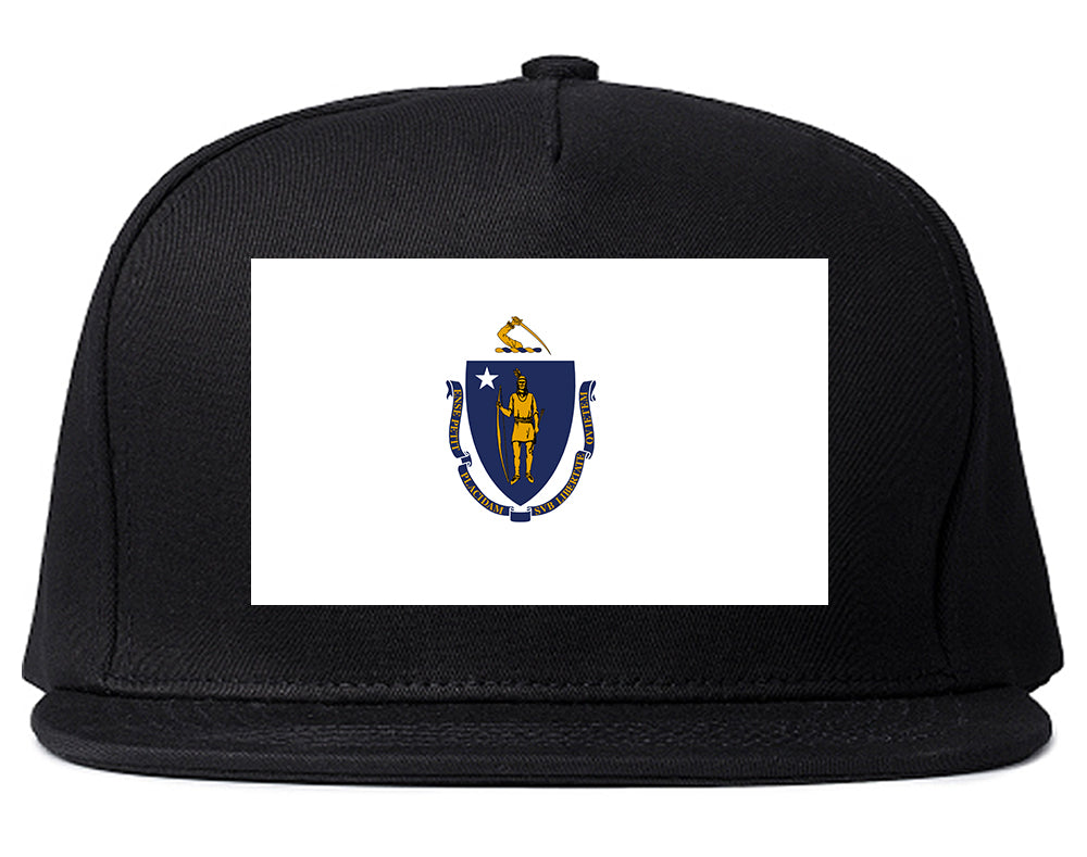 Massachusetts State Flag MA Chest Mens Snapback Hat Black