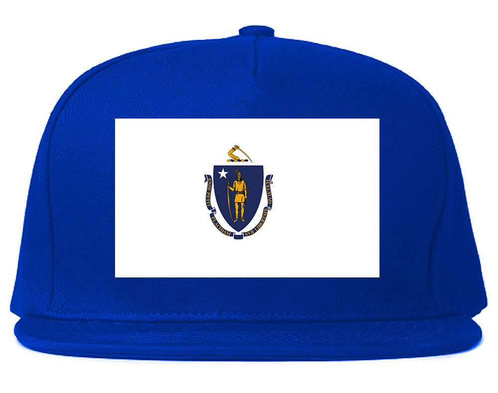 Massachusetts State Flag MA Chest Mens Snapback Hat Royal Blue