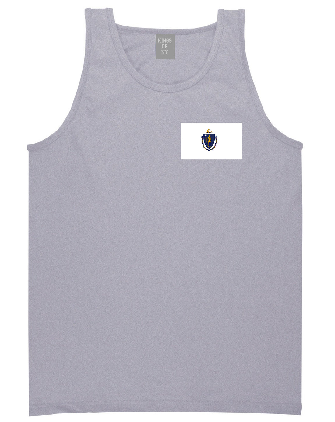 Massachusetts State Flag MA Chest Mens Tank Top T-Shirt Grey