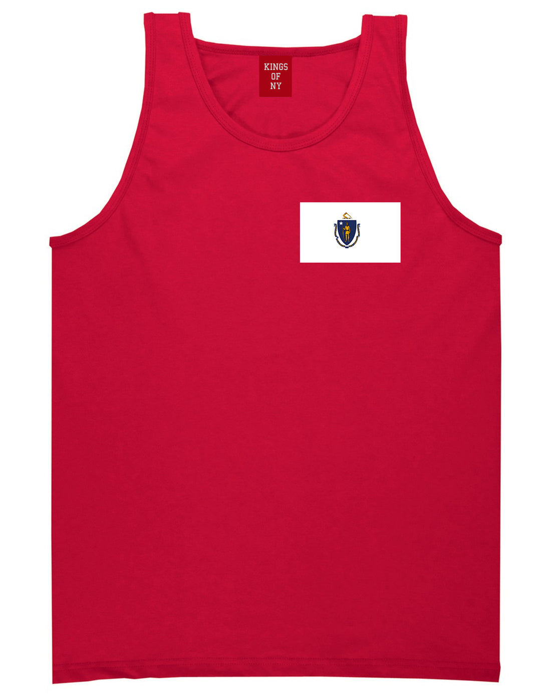 Massachusetts State Flag MA Chest Mens Tank Top T-Shirt Red