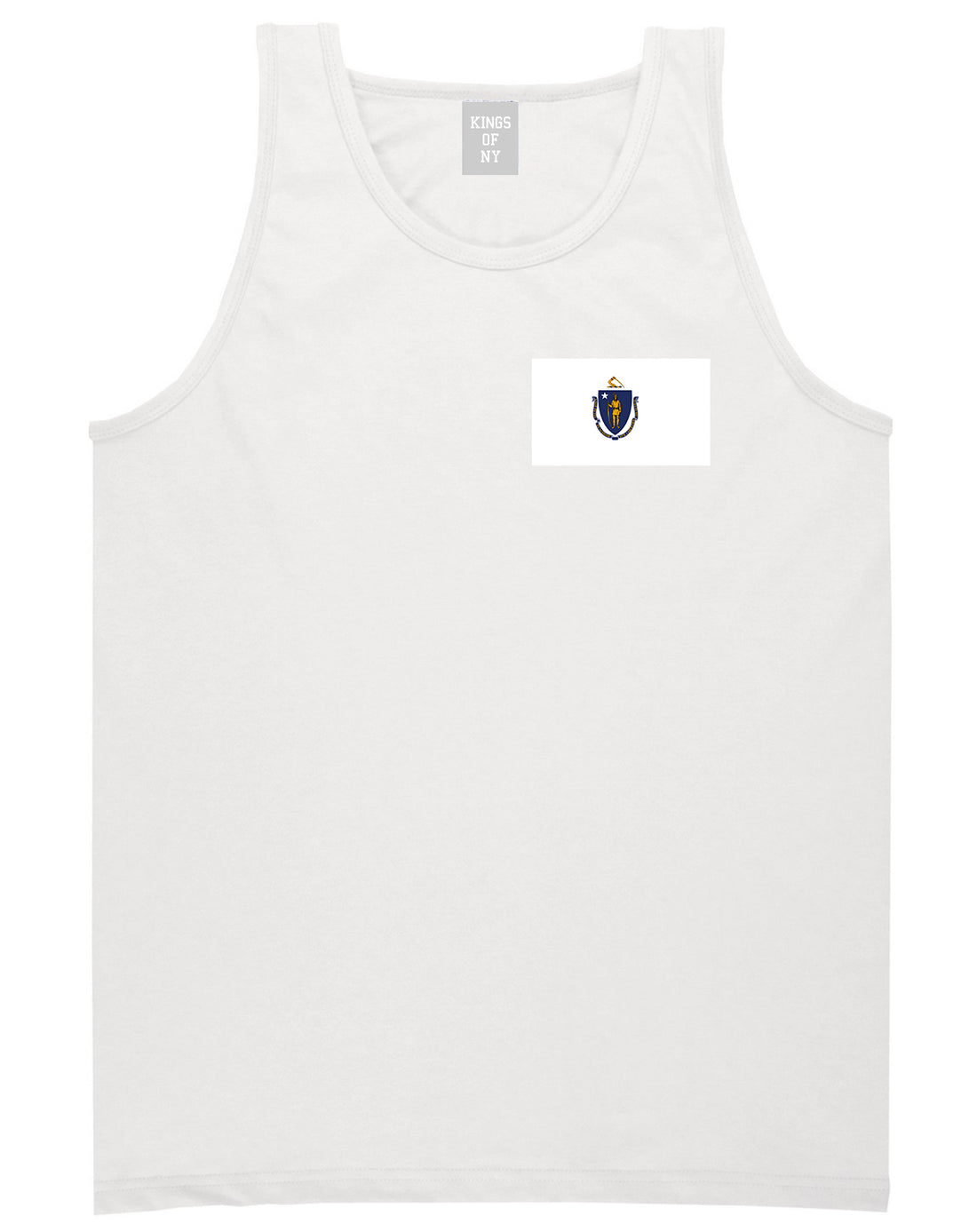 Massachusetts State Flag MA Chest Mens Tank Top T-Shirt White