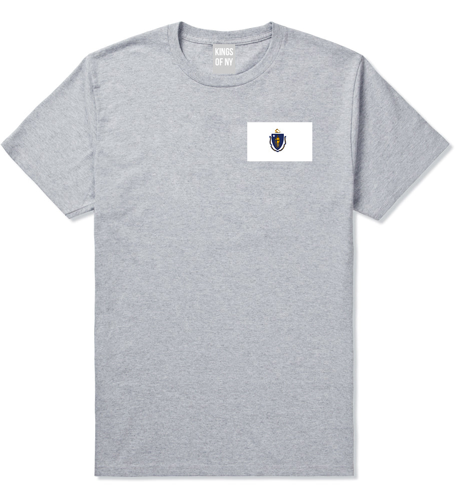 Massachusetts State Flag MA Chest Mens T-Shirt Grey