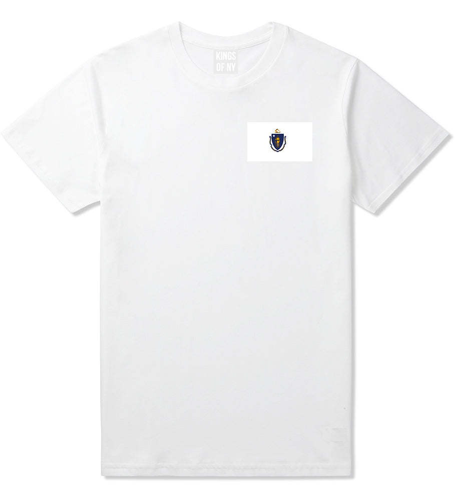 Massachusetts State Flag MA Chest Mens T-Shirt White