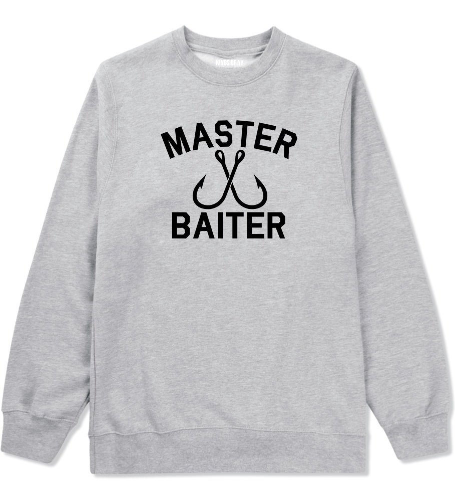 Master Baiter Fishing Hook Mens Crewneck Sweatshirt Grey by Kings Of NY
