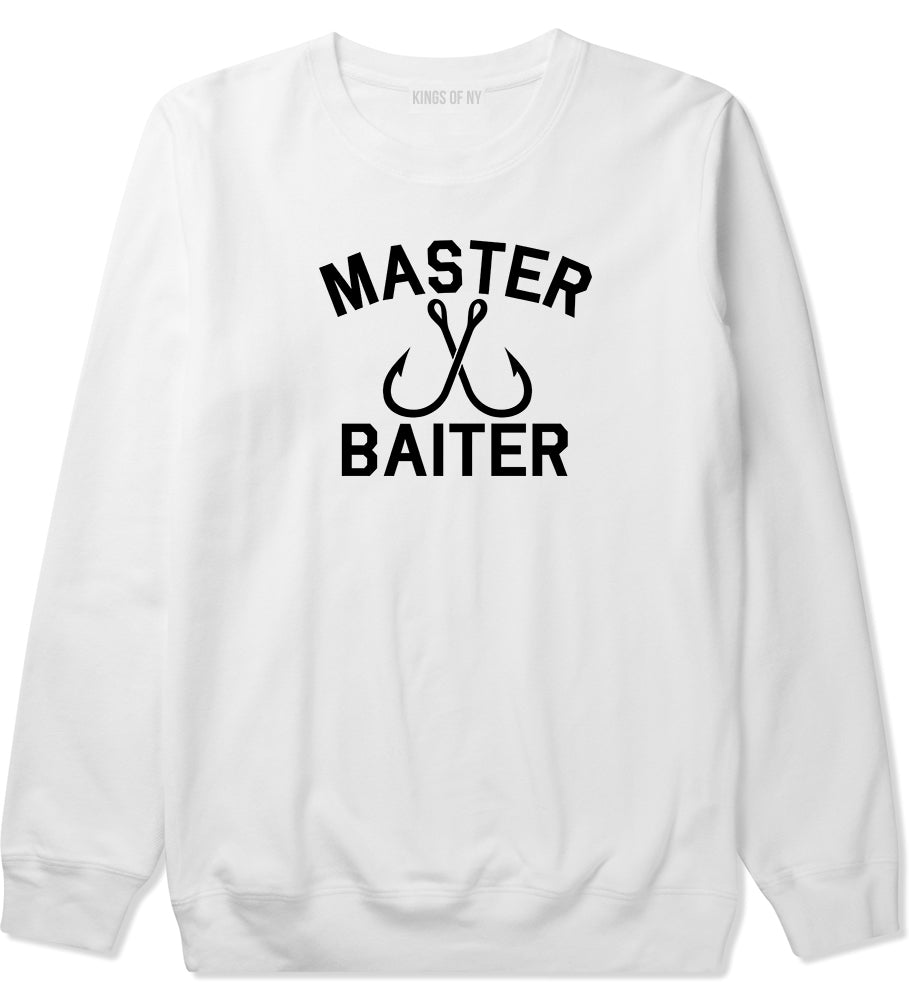 Master Baiter Fishing Hook Mens Crewneck Sweatshirt White by Kings Of NY