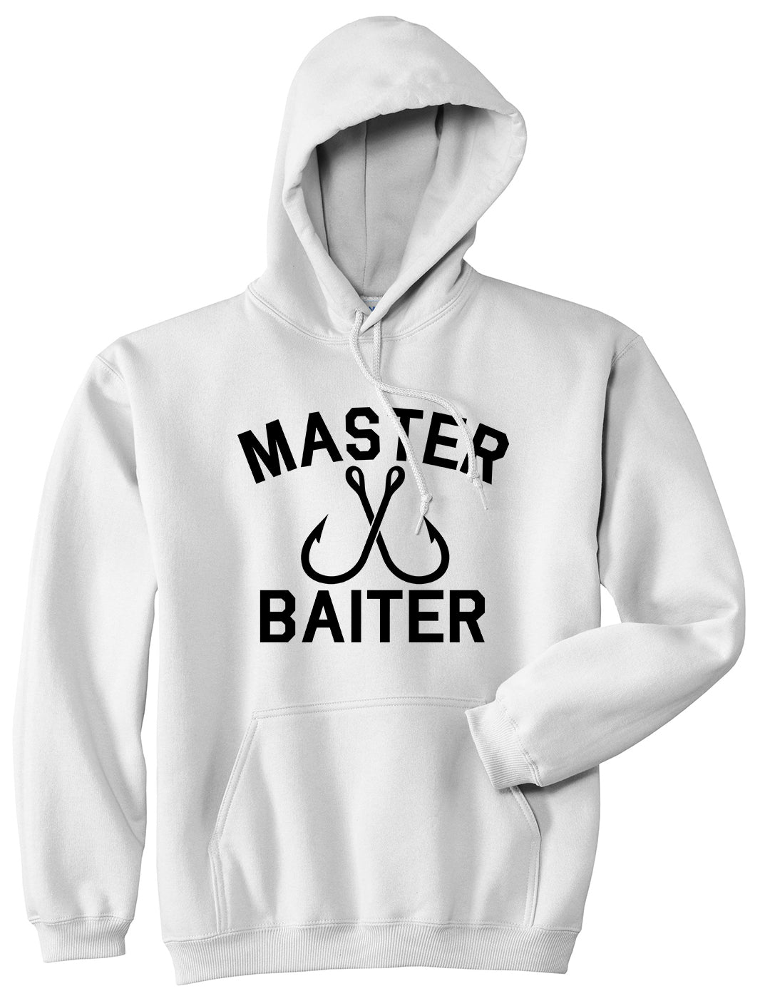 Master Baiter Fishing Hook Mens Pullover Hoodie White by Kings Of NY