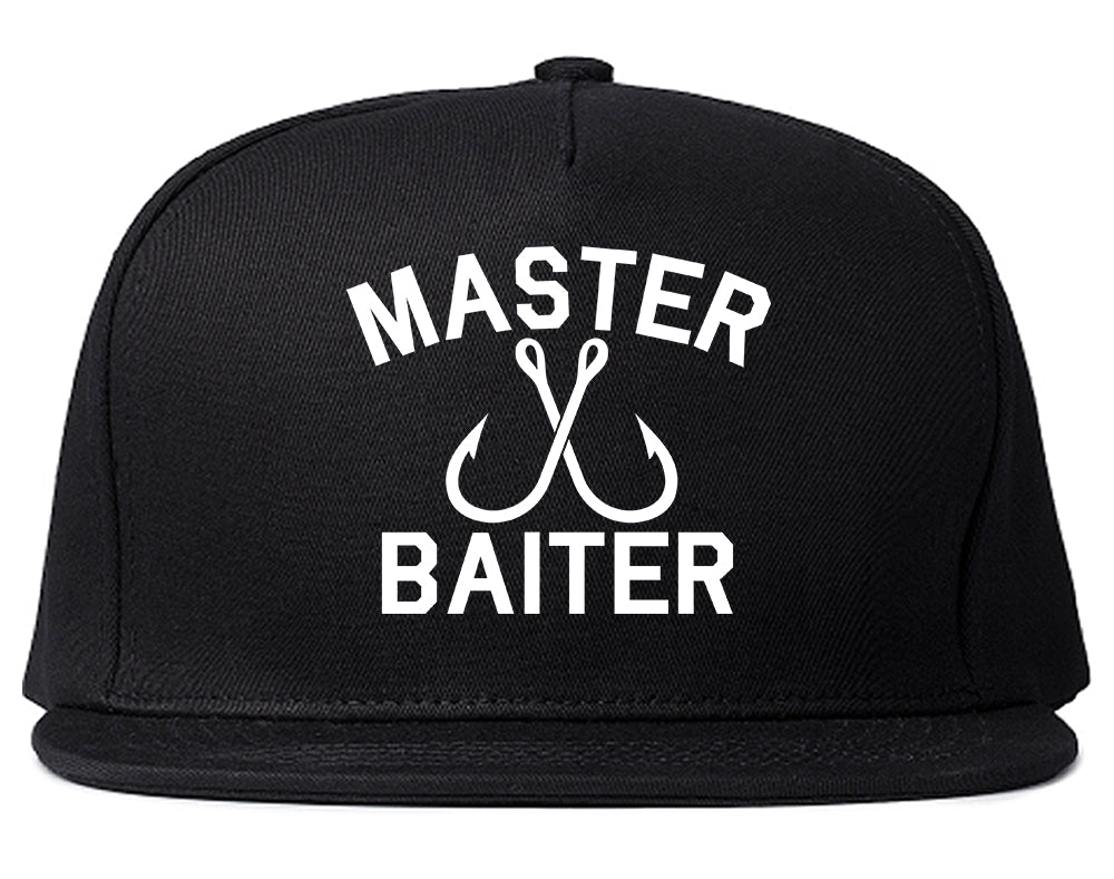 Master Baiter Fishing Hook Mens Snapback Hat Black