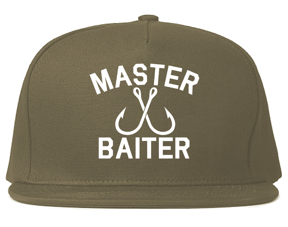 Master Baiter Fishing Hook Mens Snapback Hat Grey