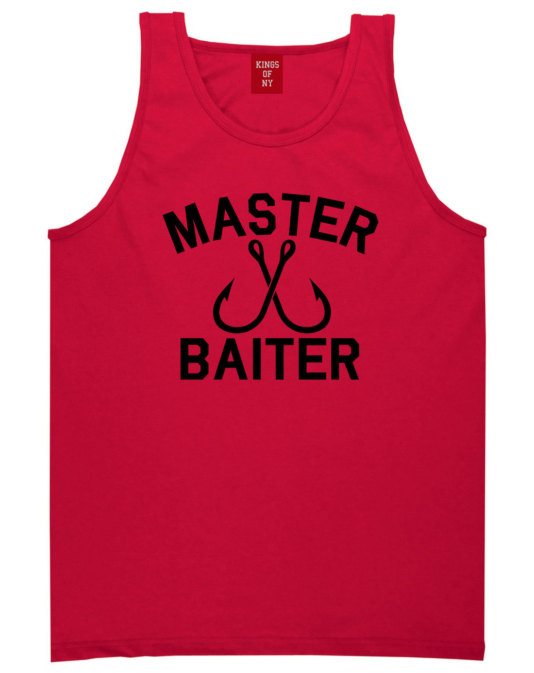 Master Baiter Fishing Hook Mens Tank Top Shirt Red by Kings Of NY