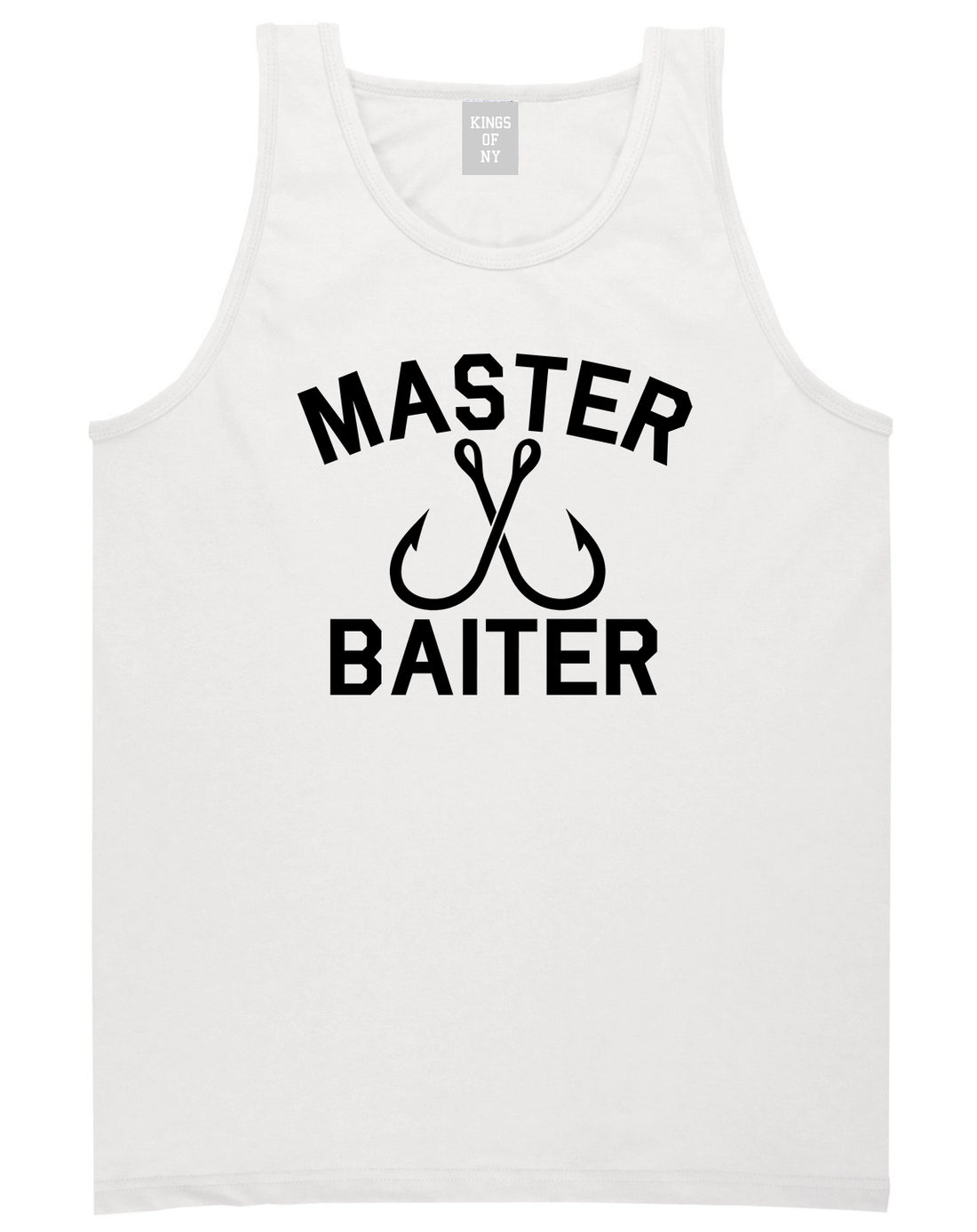 Master Baiter Fishing Hook Mens Tank Top Shirt White by Kings Of NY