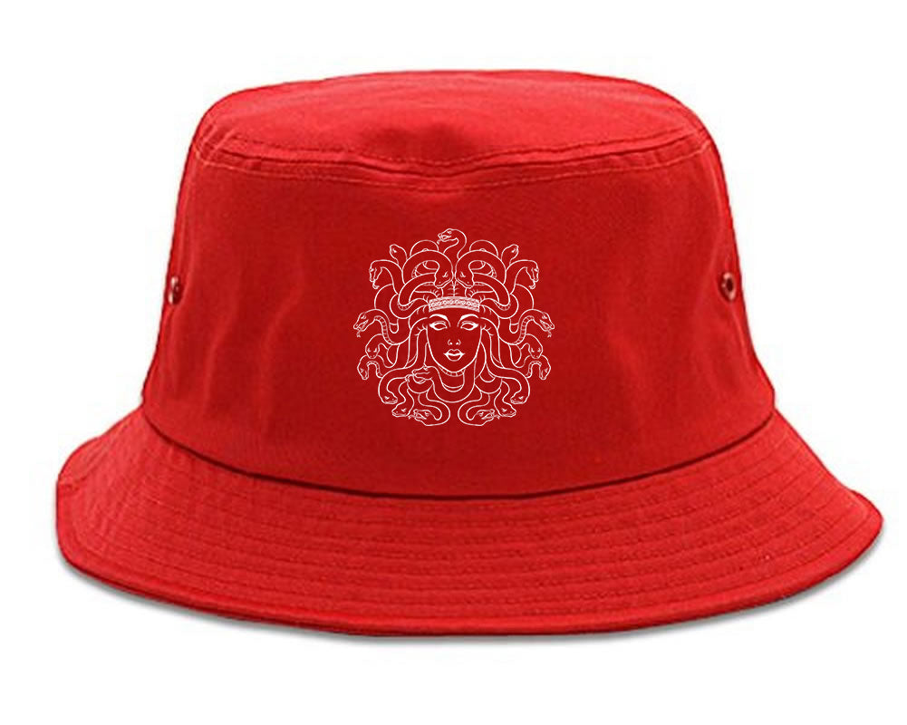 Medusa Head Snakes Mens Bucket Hat Red