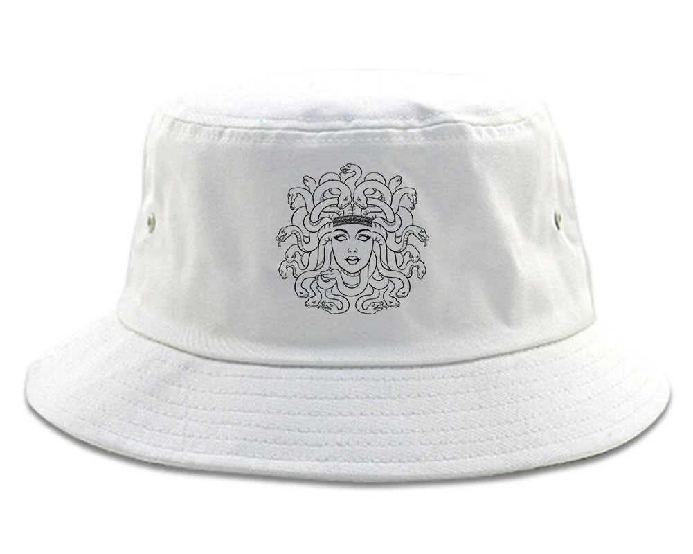 Medusa Head Snakes Mens Bucket Hat White