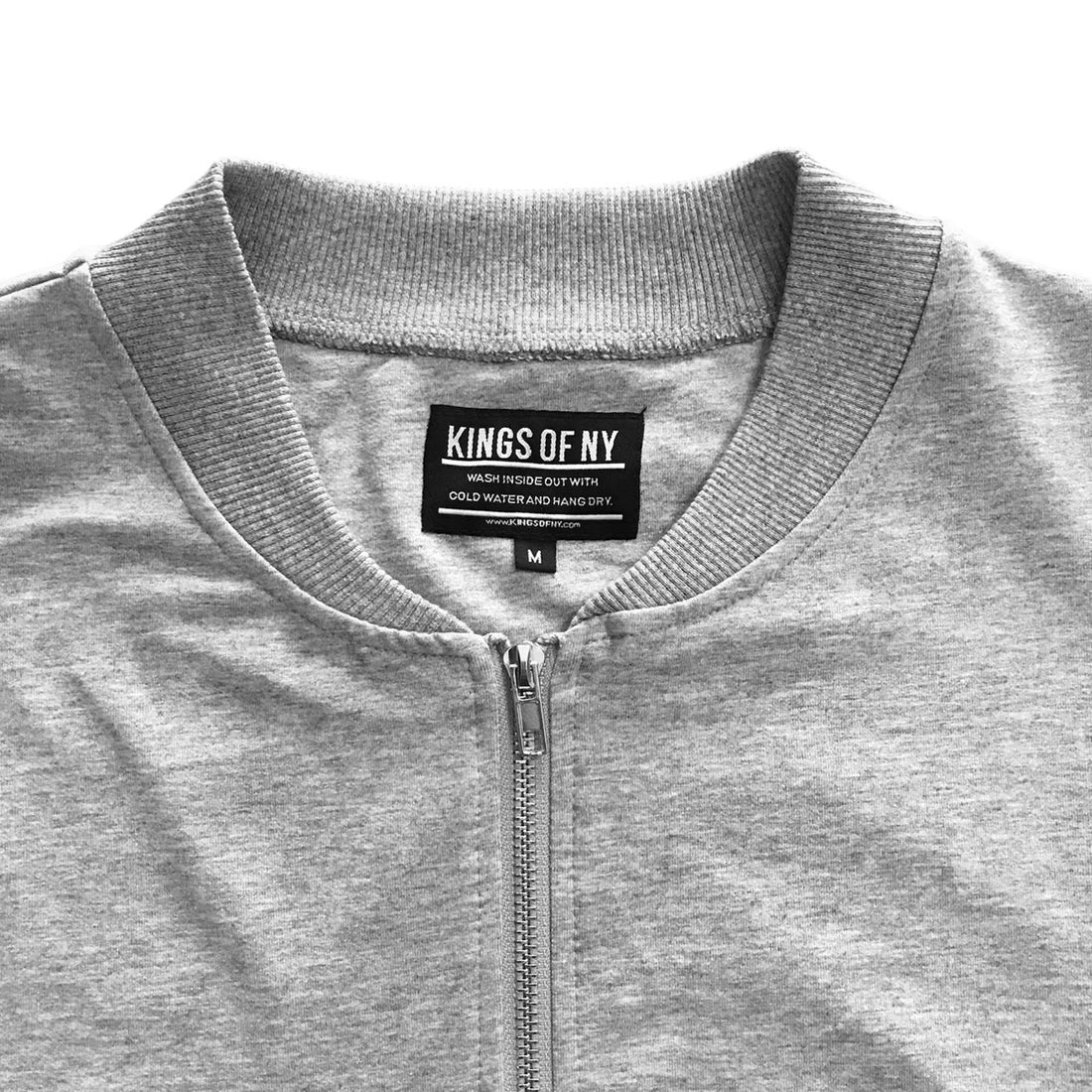 Mens Heather Grey Classic Cotton Bomber Jacket Detail