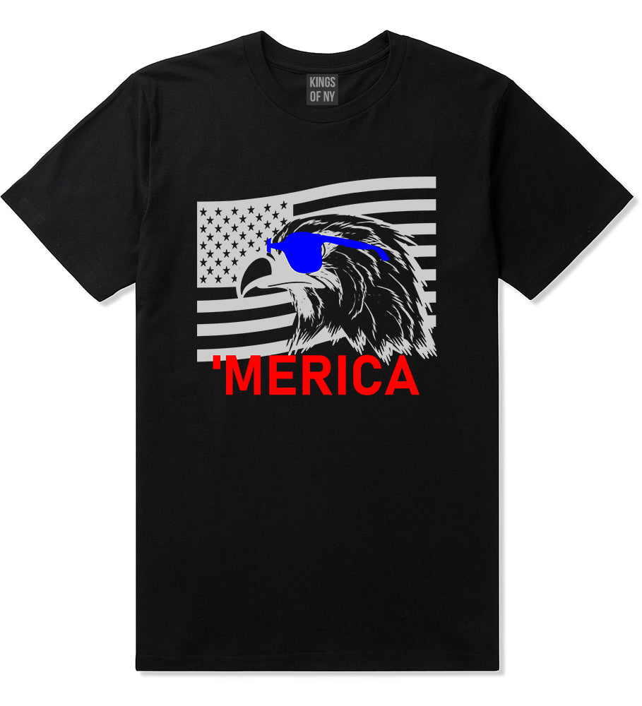 Merica Eagle Flag Funny Patriotic Mens T-Shirt Black