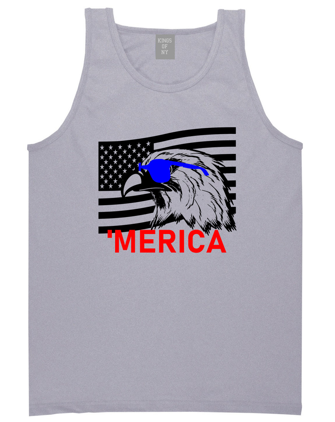 Merica Eagle Flag Funny Patriotic Mens Tank Top T-Shirt Grey