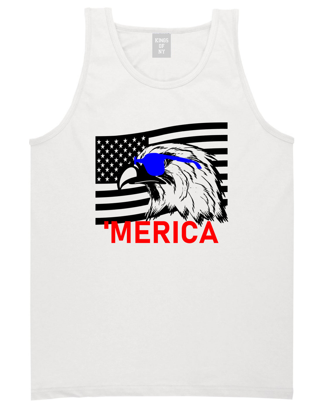 Merica Eagle Flag Funny Patriotic Mens Tank Top T-Shirt White