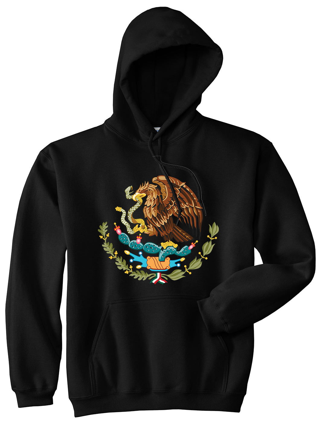 Mexican Color Coat Of Arms Mens Pullover Hoodie Black