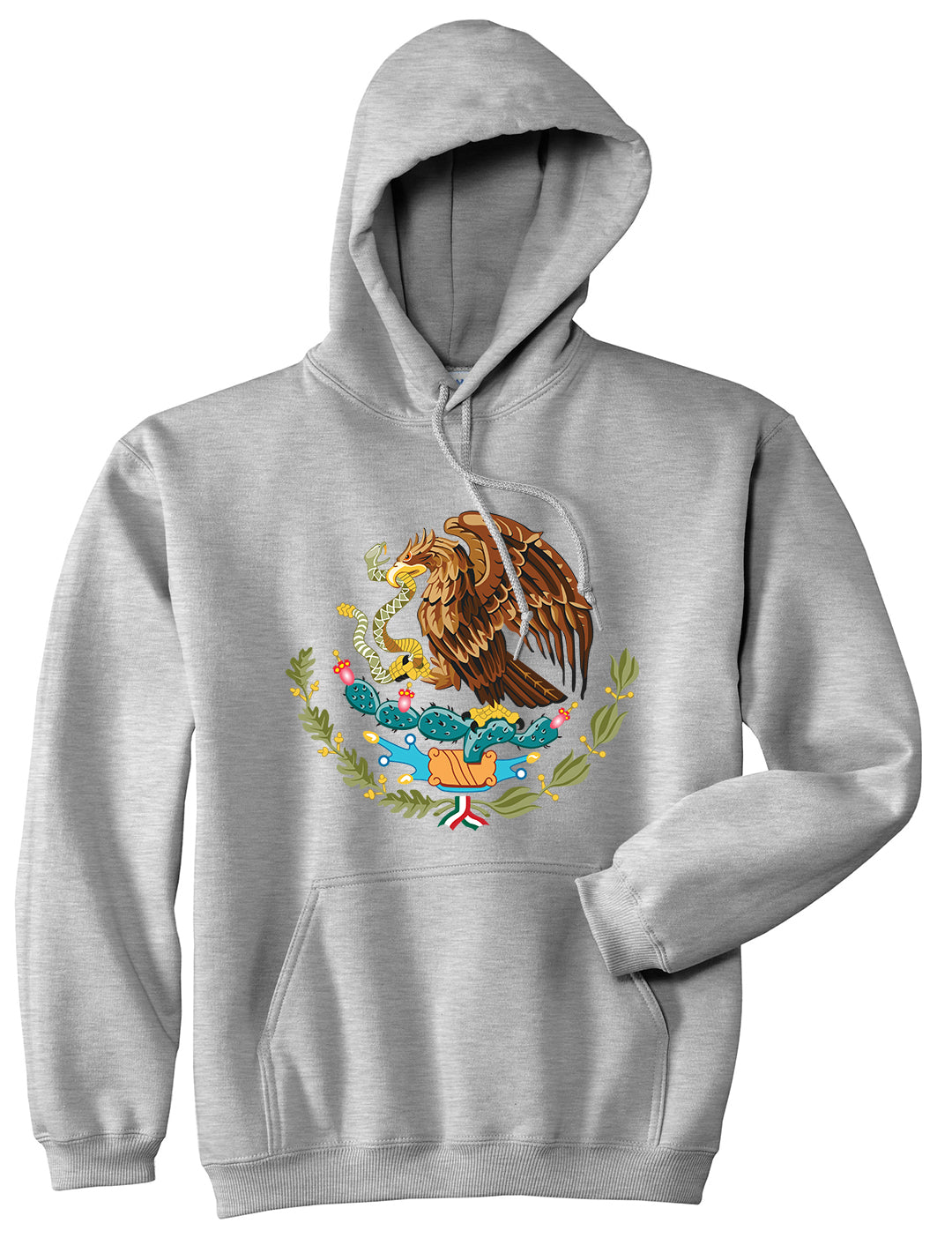 Mexican Color Coat Of Arms Mens Pullover Hoodie Grey