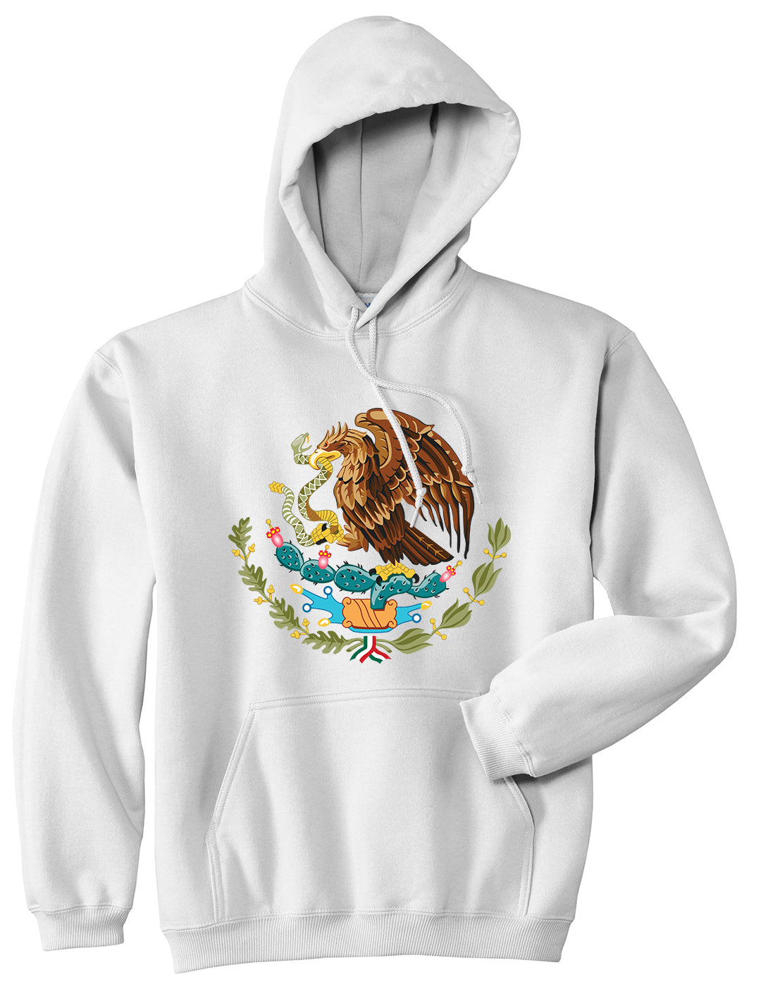 Mexican Color Coat Of Arms Mens Pullover Hoodie White