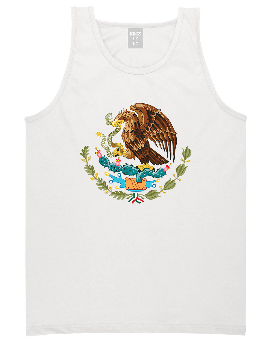 Mexican Color Coat Of Arms Mens Tank Top T-Shirt White