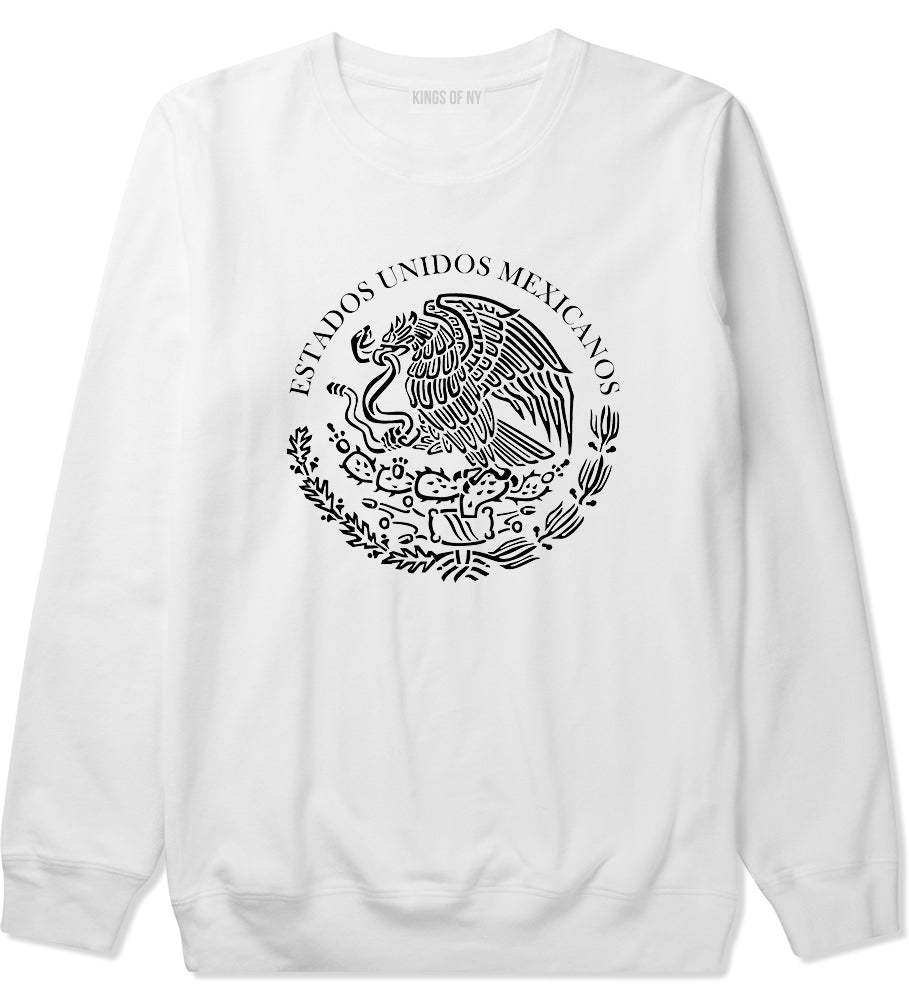 Mexico Coat Of Arms Black White Mens Crewneck Sweatshirt White