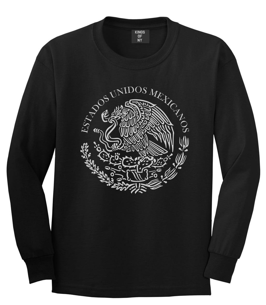 Mexico Coat Of Arms Black White Mens Long Sleeve T-Shirt Black