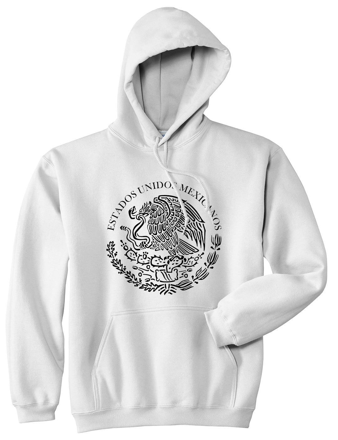 Mexico Coat Of Arms Black White Mens Pullover Hoodie White