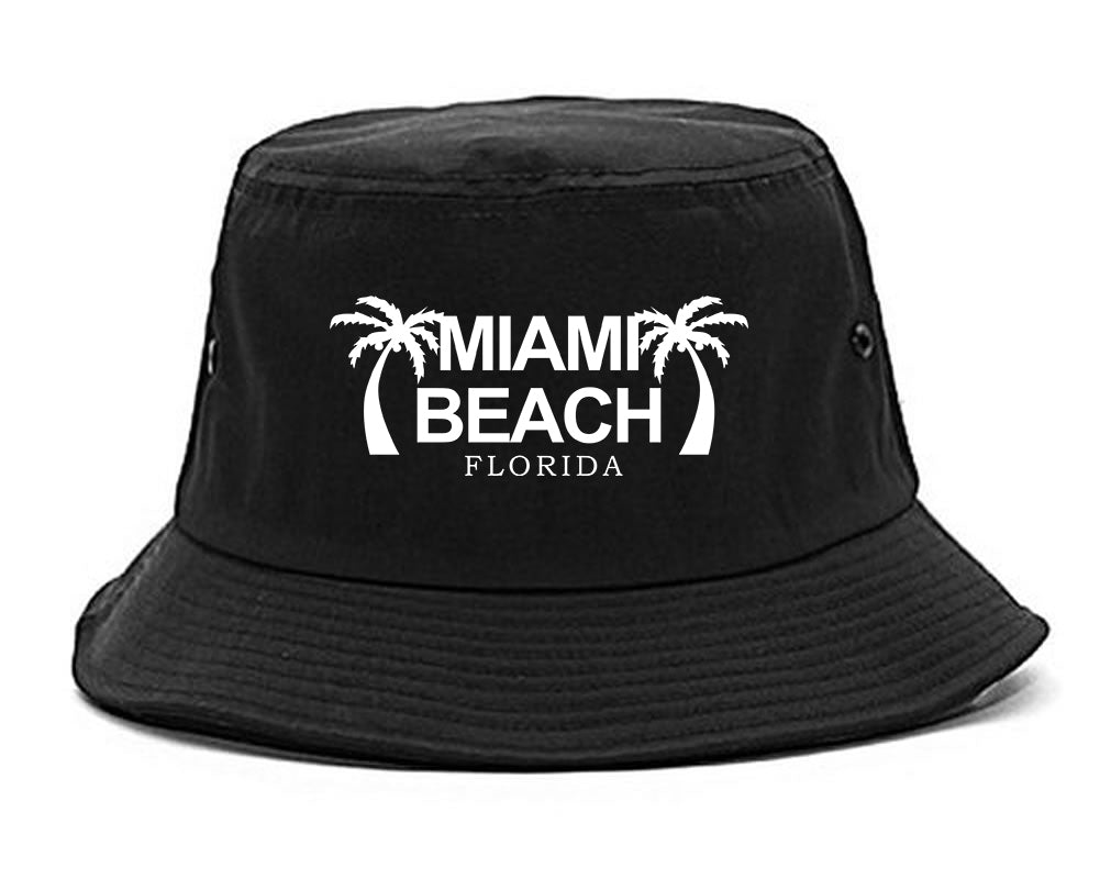 Miami Beach Retro Souvenir Mens Bucket Hat Black