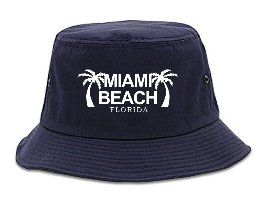 Miami Beach Retro Souvenir Mens Bucket Hat Navy Blue